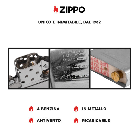 Accendino Zippo® Tumbled Brass 49477, Accendino Antivento Ricaricabile  Zippo, Realizzato in Metallo con Caratteristico click Zippo, Color Oro,  Made