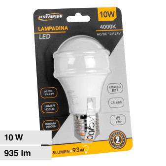 Lampada LED a bulbo 7W 24V Luce naturale attacco E27 4000K