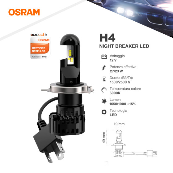 Kit Lampade H7 Osram Lampade LED PRO per Auto Night Breaker Omologate Uso  Strada