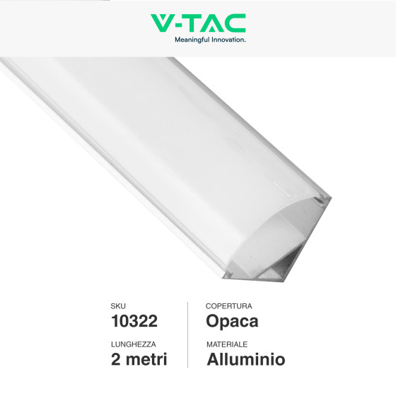 VT-8158 Profilo Angolare in Alluminio da 2m per Strisce LED V-Tac