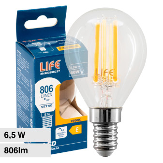 V-TAC SKU:2855 VT-2486  LAMPADINA LED E14 6W P45 FILAMENTO IN
