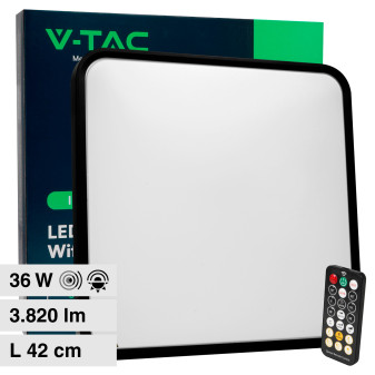 V-Tac VT-8630 Plafoniera LED Quadrata 36W SMD IP44 con Sensore di Movimento e...