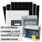Kit On-Grid 9 Pannelli Solari V-Tac 410W + Inverter Monofase 3,6kW CEI 0-21 + Quadro Elettrico DC 2 Stringhe + Quadro Chint AC