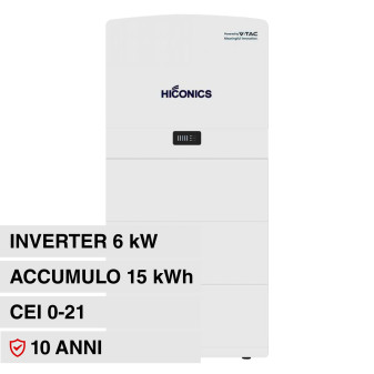 V-Tac Kit All-In-One Fotovoltaico Inverter Monofase Ibrido 6kW + Accumulo...