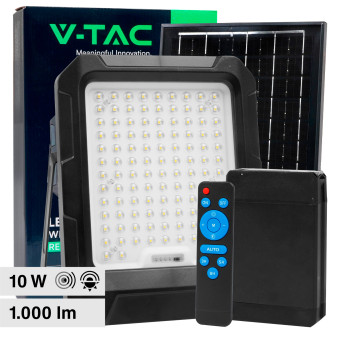 V-Tac VT-55W Faro LED 10W Faretto IP65 con Pannello Solare Sensore...