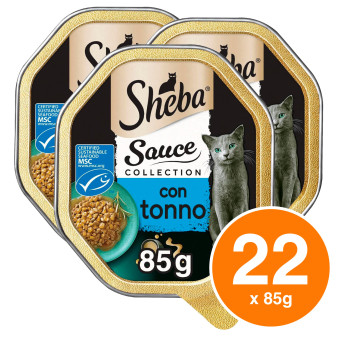 Sheba Sauce Collection Cibo per Gatti con Tonno in Salsa - 22 Vaschette da 85g