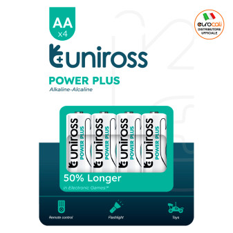 Uniross Power Plus Alkaline LR6 Stilo AA Mignon 1,5V Pile Alcaline - Blister...
