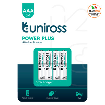 Uniross Power Plus Alkaline LR03 Mini Stilo AAA 1,5V Pile Alcaline - Blister...