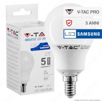 V-TAC SKU:8040 VT-1850  LAMPADINE LED E14 3.7W CANDELA C37 SAMSUNG CHIP  3000K