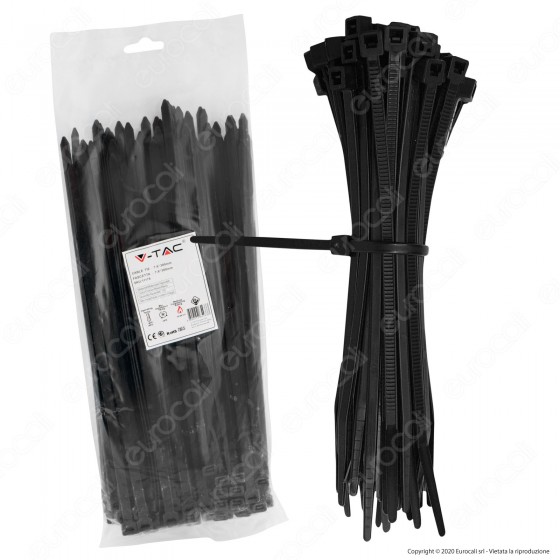 Fascette fermacavi colore nero, 100 x 2,5 mm, set da 100 