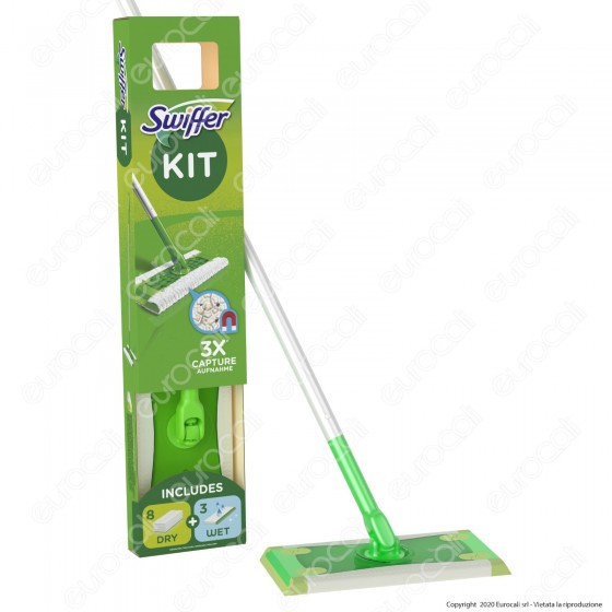 Starter Kit catturapolvere Swiffer Dry verde scopa + 8 panni - PG075