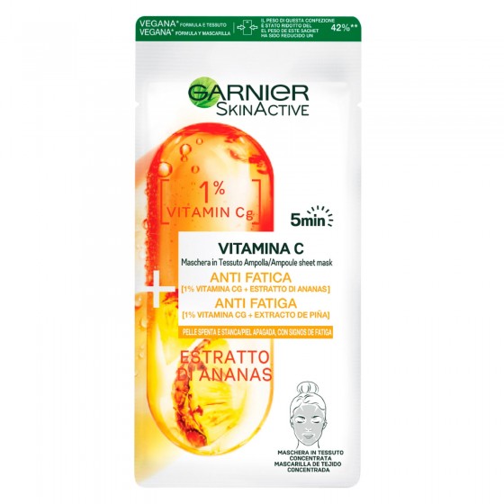 Maschera Vitamina C in Tessuto Ampolla Anti Fatica Garnier Skin Active